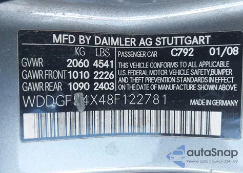 2008 Mercedes-Benz C 300 Luxury/Sport z USA, uszkodzony, nr VIN WDDGF54X48F122781